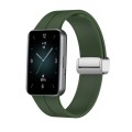 For Honor Band 9 Magnetic Folding Silver Buckle Silicone Watch Band(Green)