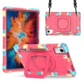 For Lenovo Tab M11/ Xiaoxin Pad 11 2024 Handle Robot Silicone Hybrid PC Tablet Case(Camouflage Rose