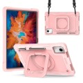 For Lenovo Tab M11/ Xiaoxin Pad 11 2024 Handle Robot Silicone Hybrid PC Tablet Case(Rose Gold)