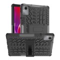 For Lenovo Tab M11/ Xiaoxin Pad 11 2024 Tire Texture TPU Hybrid PC Tablet Case with Holder(Black)