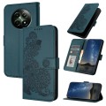 For Realme 12 5G Global Datura Flower Embossed Flip Leather Phone Case(Dark Green)