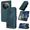 For Realme 12+ 5G Global Datura Flower Embossed Flip Leather Phone Case(Dark Green)
