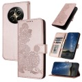 For Realme 12 Pro 5G Global/12 Pro+ 5G Global Datura Flower Embossed Flip Leather Phone Case(Rose Go