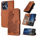 For Realme C55 4G Global/Narzo N55 Datura Flower Embossed Flip Leather Phone Case(Brown)
