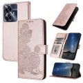For Realme C55 4G Global/Narzo N55 Datura Flower Embossed Flip Leather Phone Case(Rose Gold)