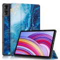 For Xiaomi Redmi Pad Pro Custer Painted 3-Fold Stand Leather Smart Tablet Case(Waves)