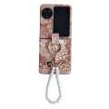 For OPPO Find N3 Flip Embroidery Style Full Coverage Phone Case with Ring Bead Chain(Orange)