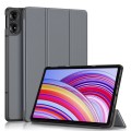 For Xiaomi Redmi Pad SE Pro Custer Pure Color 3-Fold Stand Leather Smart Tablet Case(Grey)
