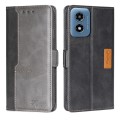 For Motorola Moto G Play 4G 2024 Contrast Color Side Buckle Leather Phone Case(Black + Grey)