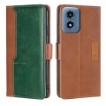 For Motorola Moto G Play 4G 2024 Contrast Color Side Buckle Leather Phone Case(Light Brown + Green)