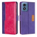 For Motorola Moto G Play 4G 2024 Contrast Color Side Buckle Leather Phone Case(Purple + Rose Red)