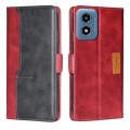 For Motorola Moto G Play 4G 2024 Contrast Color Side Buckle Leather Phone Case(Red + Black)