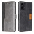 For Motorola Moto G24 4G Contrast Color Side Buckle Leather Phone Case(Black + Grey)