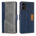 For Motorola Moto G24 4G Contrast Color Side Buckle Leather Phone Case(Blue + Grey)