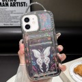 For iPhone 12 Electroplated Card Slot Laser Butterfly Cardboard TPU Phone Case(Silver)