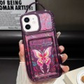 For iPhone 11 Electroplated Card Slot Laser Butterfly Cardboard TPU Phone Case(Purple)