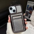 For iPhone 15 Plus Electroplated Card Slot Gradient Glitter Paper TPU Phone Case(Black)