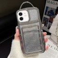 For iPhone 12 Electroplated Card Slot Gradient Glitter Paper TPU Phone Case(Silver)