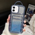 For iPhone 12 Electroplated Card Slot Gradient Glitter Paper TPU Phone Case(Blue)