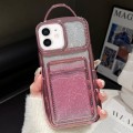 For iPhone 12 Electroplated Card Slot Gradient Glitter Paper TPU Phone Case(Pink)