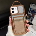 For iPhone 12 Electroplated Card Slot Gradient Glitter Paper TPU Phone Case(Gold)