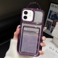 For iPhone 12 Electroplated Card Slot Gradient Glitter Paper TPU Phone Case(Purple)