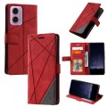 For Motorola Moto G34 Skin Feel Splicing Leather Phone Case(Red)