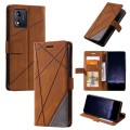 For Motorola Moto E13 Skin Feel Splicing Leather Phone Case(Brown)
