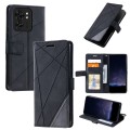 For Motorola Edge 40 Skin Feel Splicing Leather Phone Case(Black)