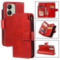 For Xiaomi Redmi 13C 4G Global Tri-Fold 9-Card Wallets Leather Phone Case(Red)