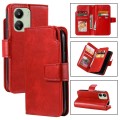 For Xiaomi Poco C65 Global / M6 Tri-Fold 9-Card Wallets Leather Phone Case(Red)