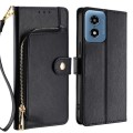 For Motorola Moto G Play 4G 2024 Zipper Bag Leather Phone Case(Black)