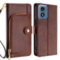 For Motorola Moto G Play 4G 2024 Zipper Bag Leather Phone Case(Brown)