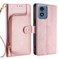 For Motorola Moto G Play 4G 2024 Zipper Bag Leather Phone Case(Rose Gold)