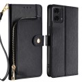 For Motorola Moto G24 4G Zipper Bag Leather Phone Case(Black)
