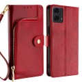 For Motorola Moto G24 4G Zipper Bag Leather Phone Case(Red)