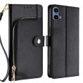 For Motorola Moto G34 5G Zipper Bag Leather Phone Case(Black)
