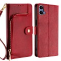 For Motorola Moto G34 5G Zipper Bag Leather Phone Case(Red)