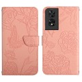 For TCL 50 SE/40 NxtPaper 4G HT03 Skin Feel Butterfly Embossed Flip Leather Phone Case(Pink)