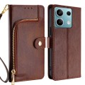 For Xiaomi Redmi Note 13 4G Zipper Bag Leather Phone Case(Brown)