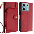 For Xiaomi Redmi Note 13 4G Zipper Bag Leather Phone Case(Red)