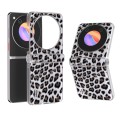 For ZTE nubia Flip ABEEL Three Parts Frosted Transparent Frame Leopard Pattern Phone Case(Silver Leo