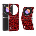 For ZTE nubia Flip ABEEL Three Parts Frosted Transparent Frame Leopard Pattern Phone Case(Red Leopar