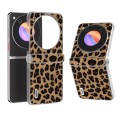 For ZTE nubia Flip ABEEL Three Parts Frosted Transparent Frame Leopard Pattern Phone Case(Gold Leopa