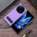 For vivo X Fold3 Pro Litchi Texture PU Phone Case with Holder(Purple)