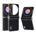 For ZTE nubia Flip ABEEL Three Parts Frosted Transparent Frame Genuine Leather Silky Phone Case(Blac