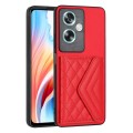 For OPPO A79 5G Global Rhombic Texture Card Bag RFID Phone Case(Red)