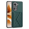 For OPPO Reno11 Global Rhombic Texture Card Bag RFID Phone Case(Green)