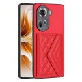For OPPO Reno11 Global Rhombic Texture Card Bag RFID Phone Case(Red)
