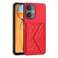For Xiaomi Redmi 13C 5G / Redmi 13R Rhombic Texture Card Bag RFID Phone Case(Red)